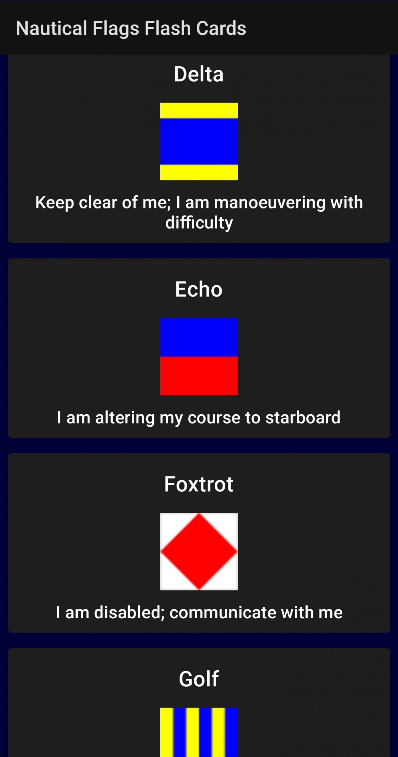 Nautical Flag Flash Cards Regatta Racer