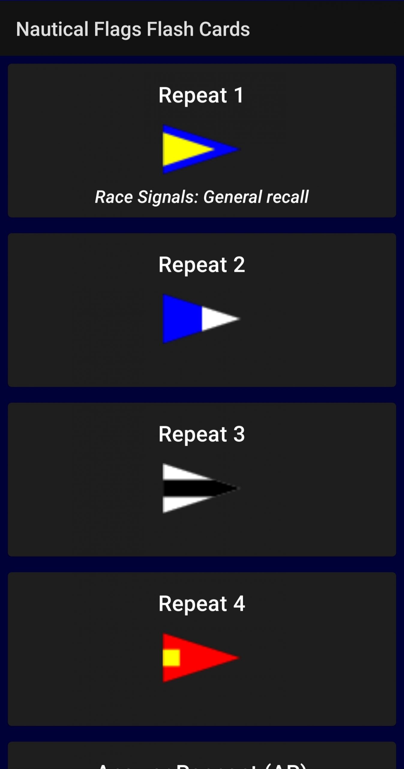 Nautical Flag Flash Cards Regatta Racer